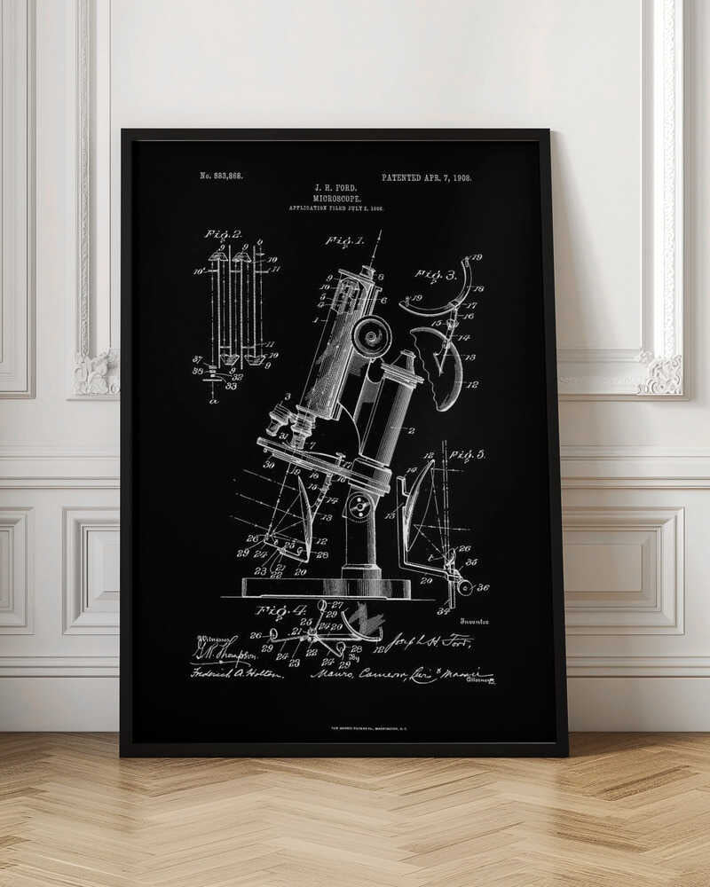 Microscope Patent 1908 - Poster / Art Print