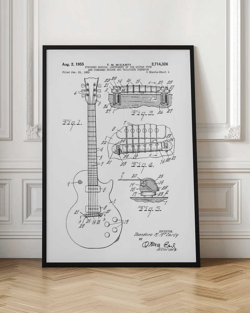 Electric Guitar Patent 1955 - Poster / Art Print