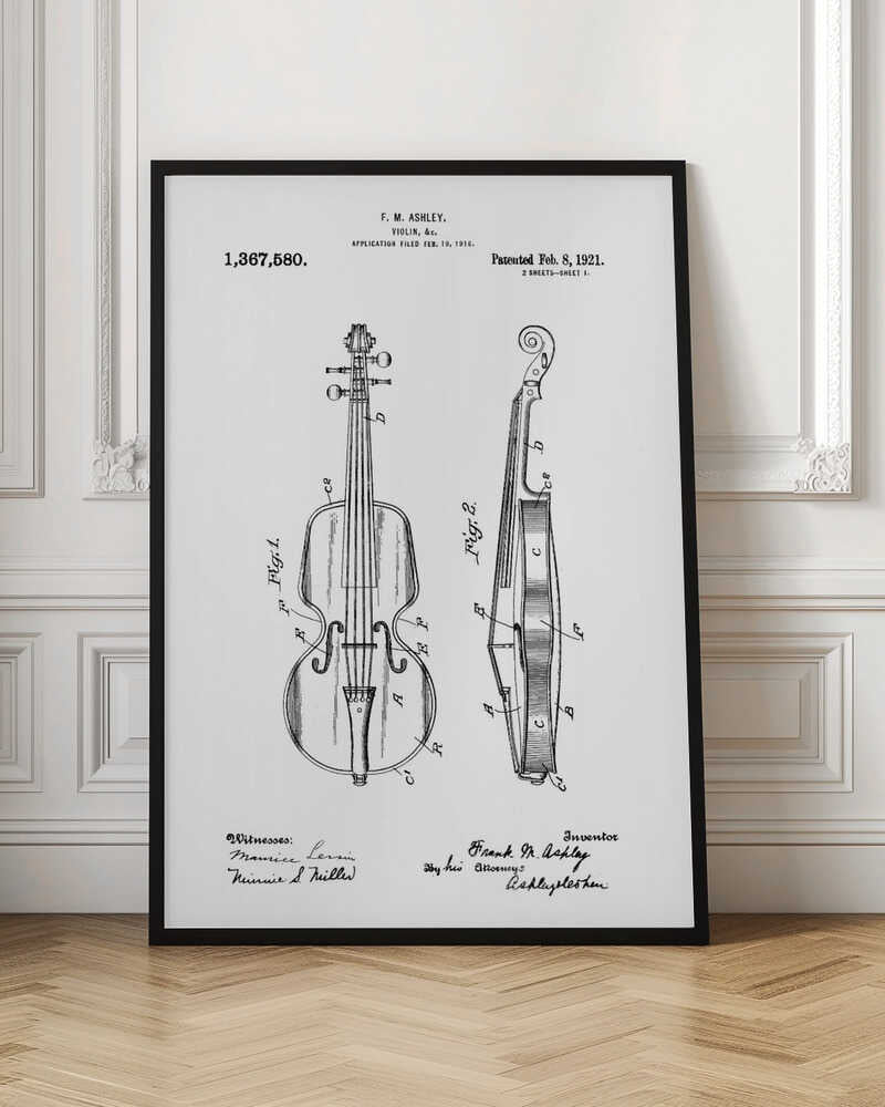 Violin Patent 1921 - Poster / Art Print