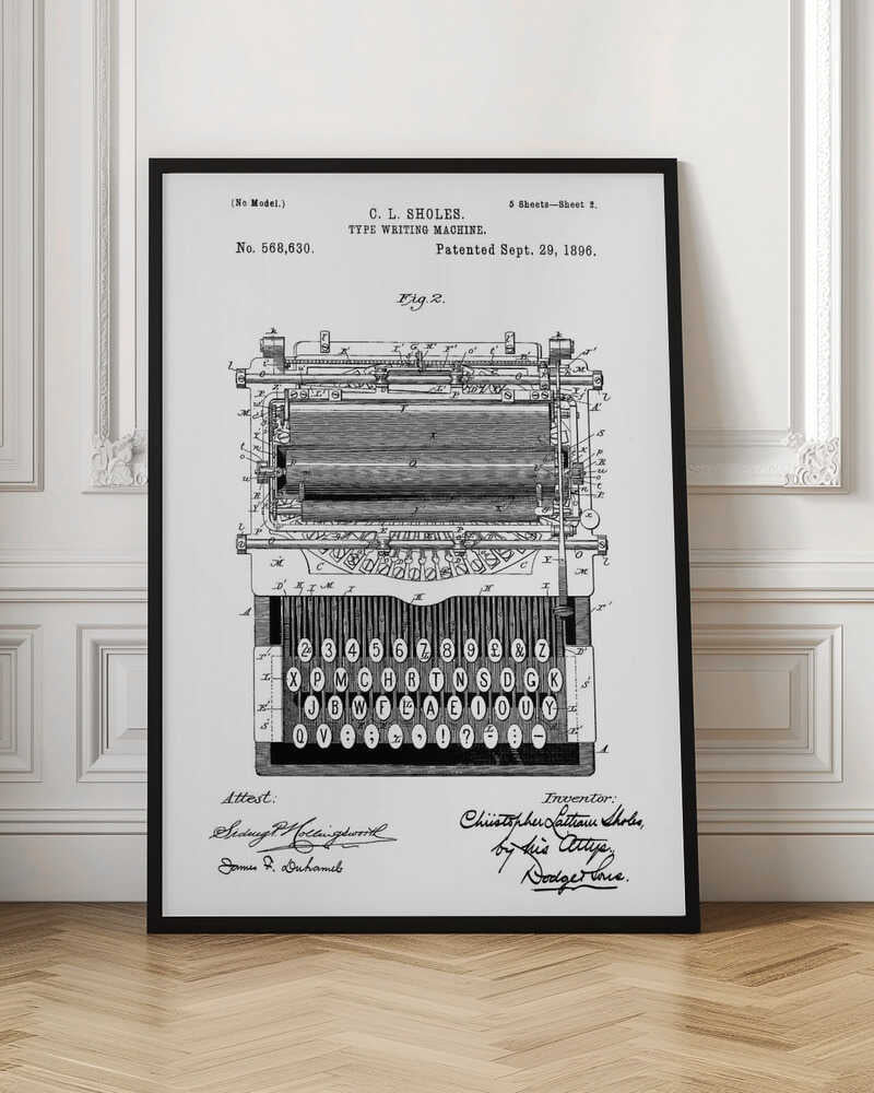 Typewriter Patent 1896 - Poster / Art Print