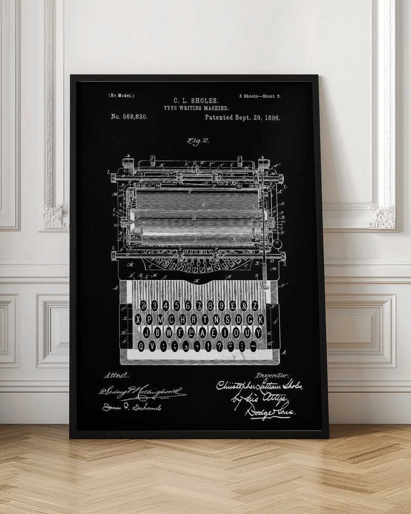 Typewriter Patent 1896 - Poster / Art Print