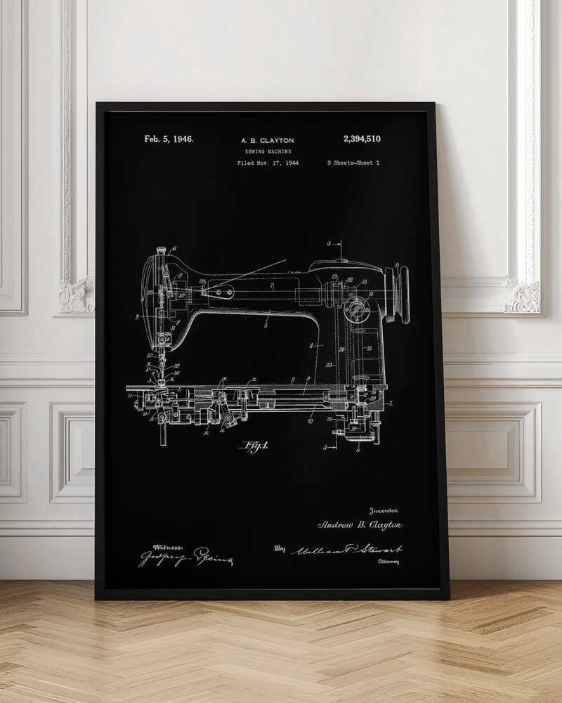 Sewing Machine Patent 1944 - Poster / Art Print