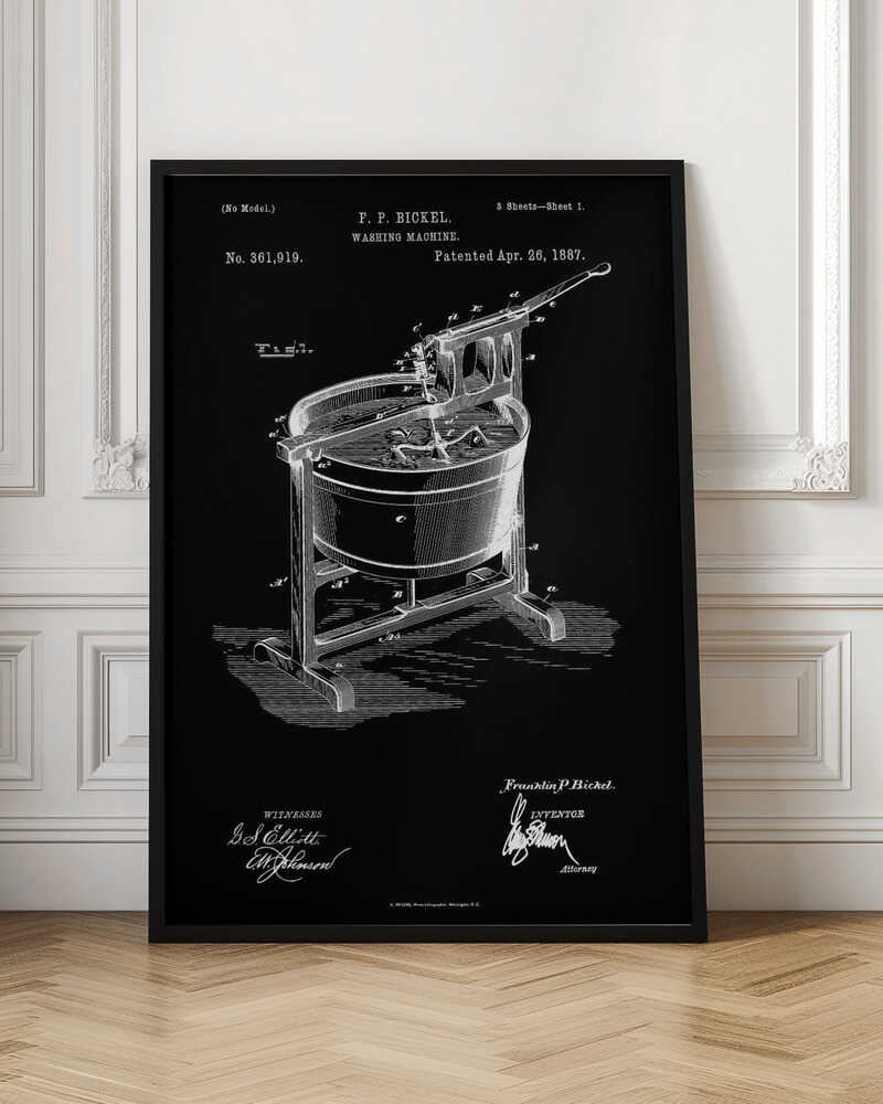 Washing Machine Patent 1887 - Poster / Art Print