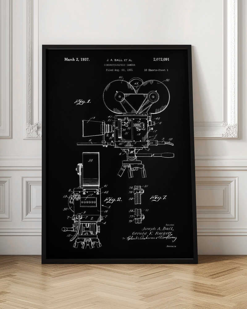 Cinematographic Camera Patent 1937 - Poster / Art Print
