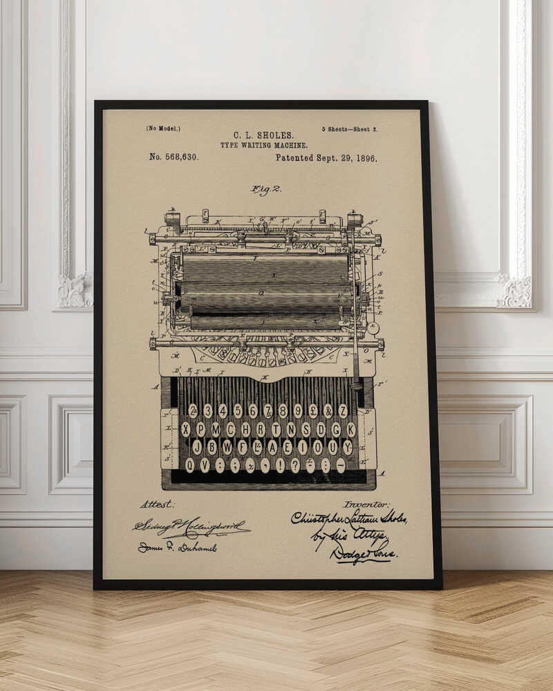 Typewriter Patent 1896 - Poster / Art Print