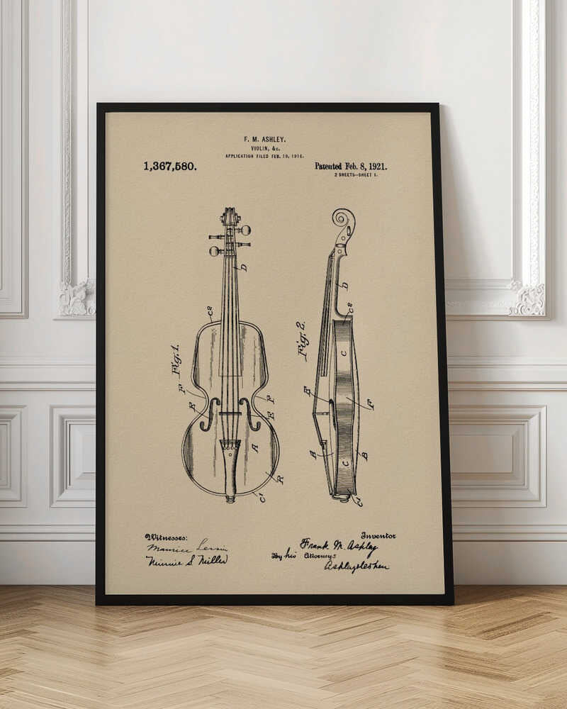 Violin Patent 1921 - Poster / Art Print