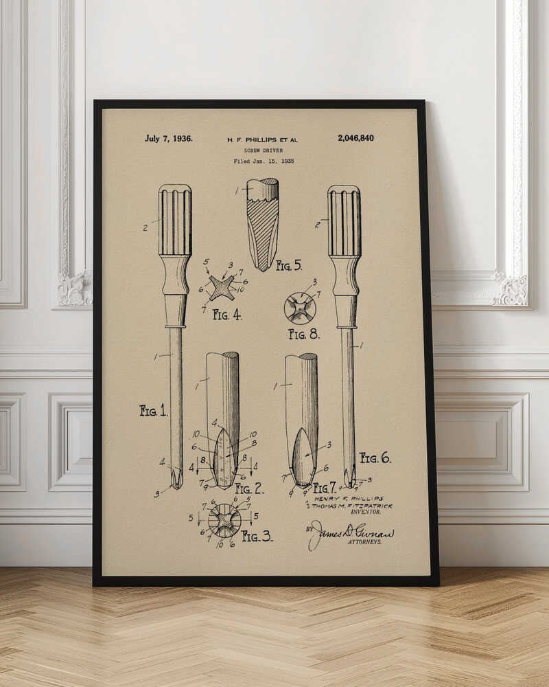 Screw Driver Patent 1935 - Poster / Art Print