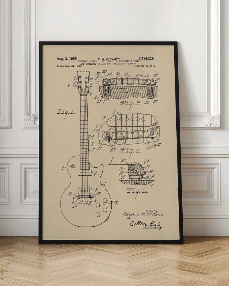 Electric Guitar Patent 1955 - Poster / Art Print