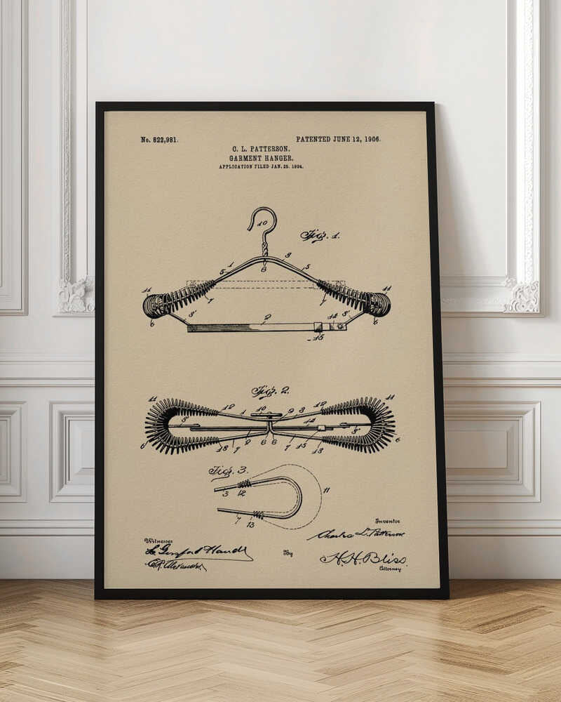 Garment Hanger Patent 1906 - Poster / Art Print