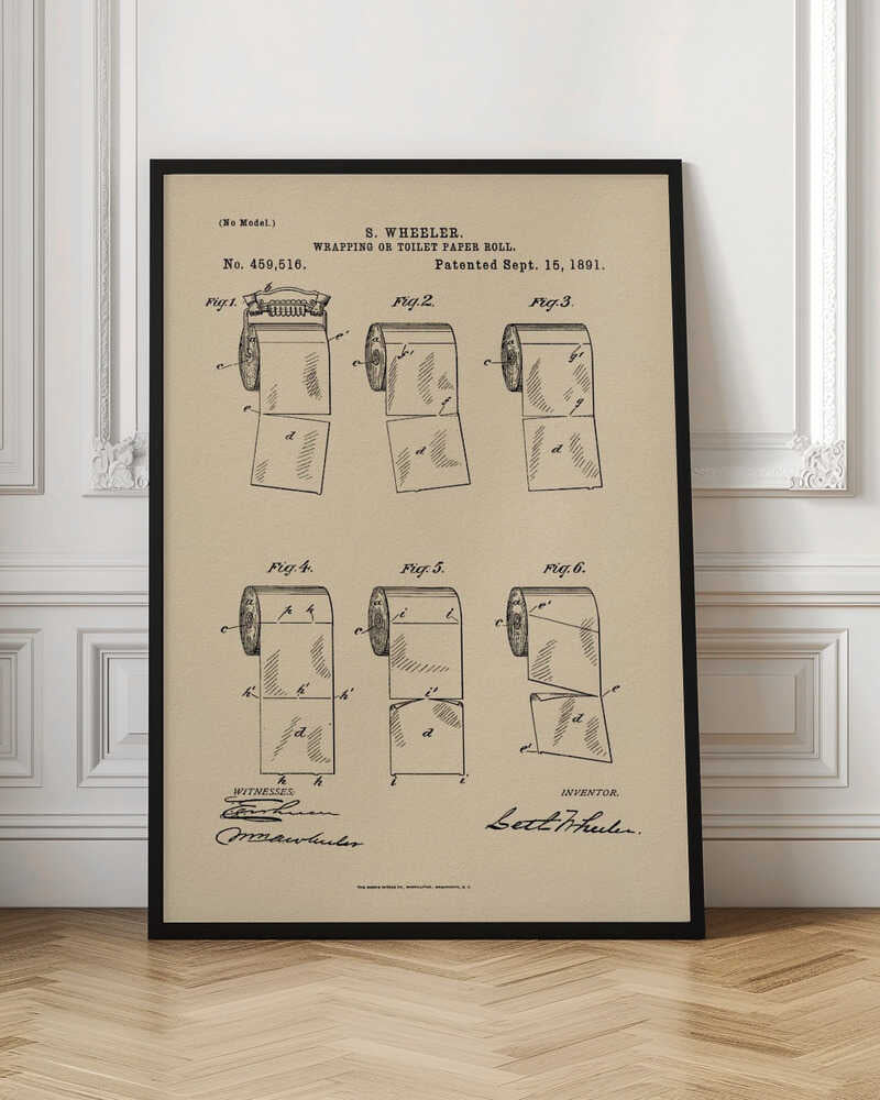 Toilet Paper Roll 2 Patent 1891 - Poster / Art Print