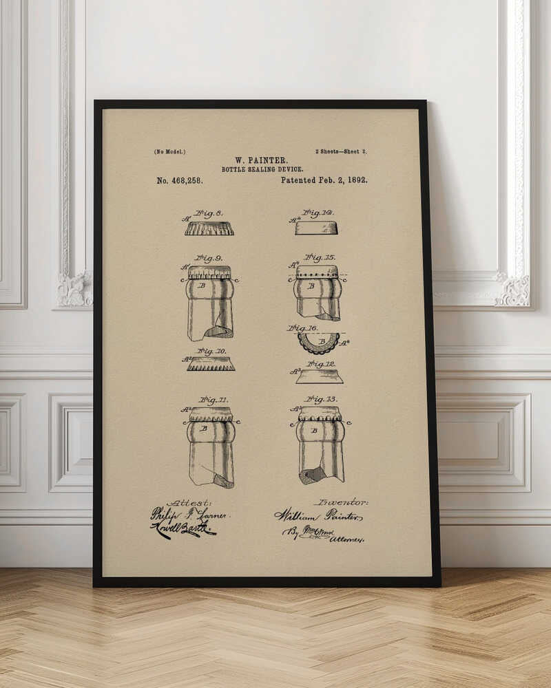 Bottle Sealing Device Patent 1892 - Poster / Art Print