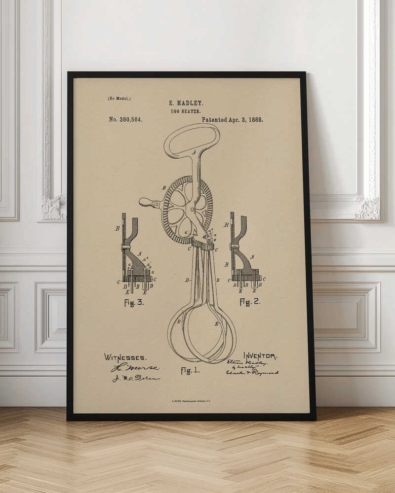 Egg Beater Patent 1888 - Poster / Art Print