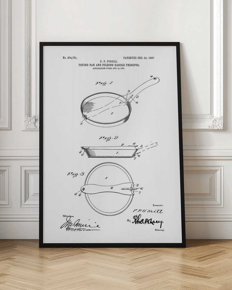Frying Pan Patent 1907 - Poster / Art Print
