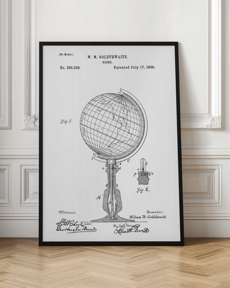 Globe Patent 1888 - Poster / Art Print