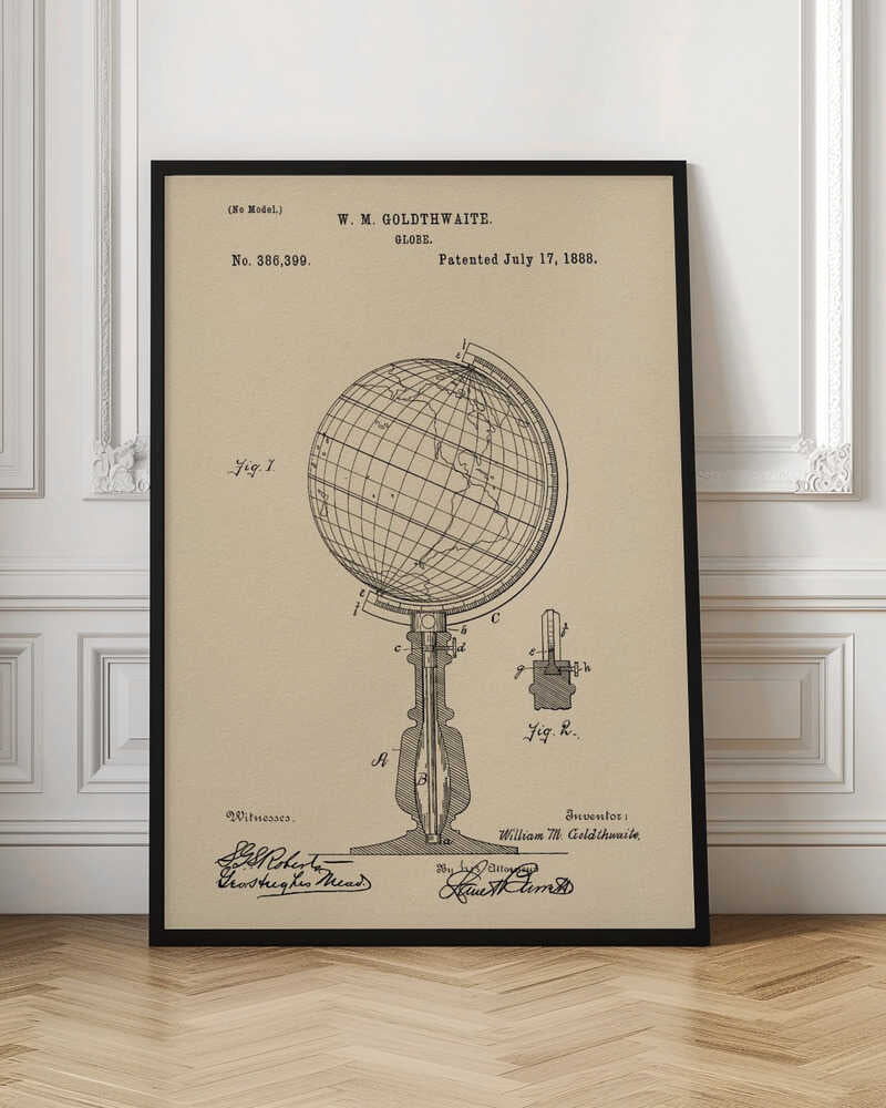 Globe Patent 1888 - Poster / Art Print