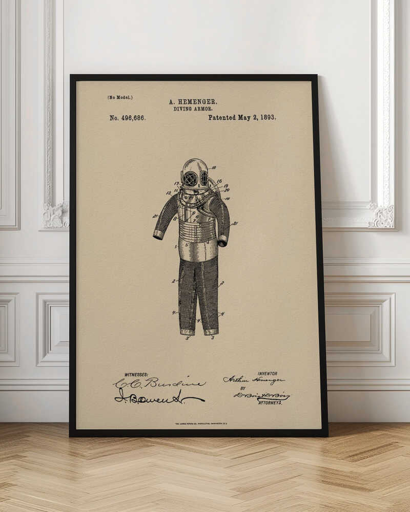 Diving Armor Patent 1893 - Poster / Art Print
