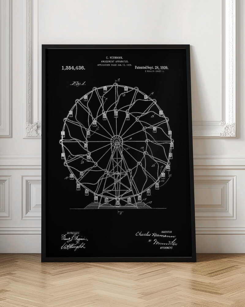 Amusement Apparatus Patent 1920 - Poster / Art Print