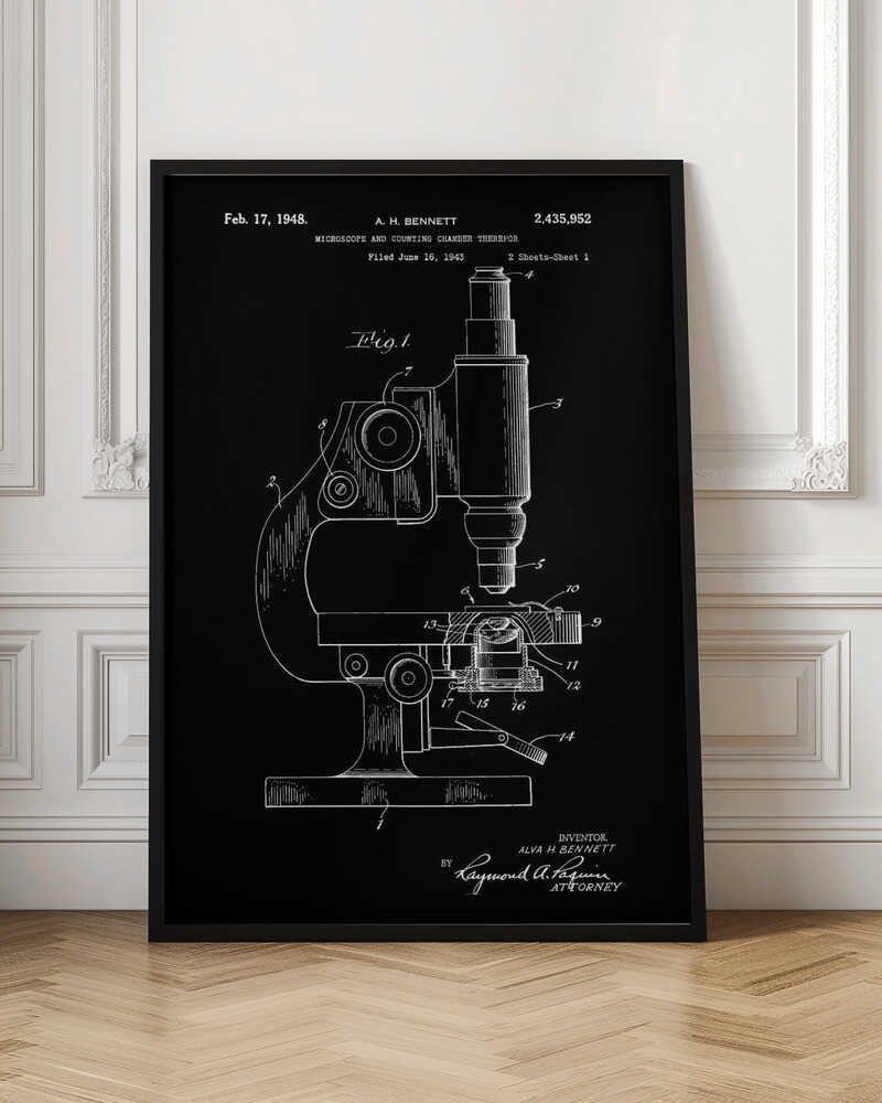 Microscope Patent 1948 - Poster / Art Print