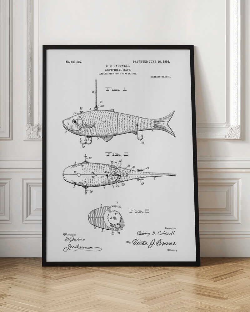 Artificial Bait Patent 1908 - Poster / Art Print