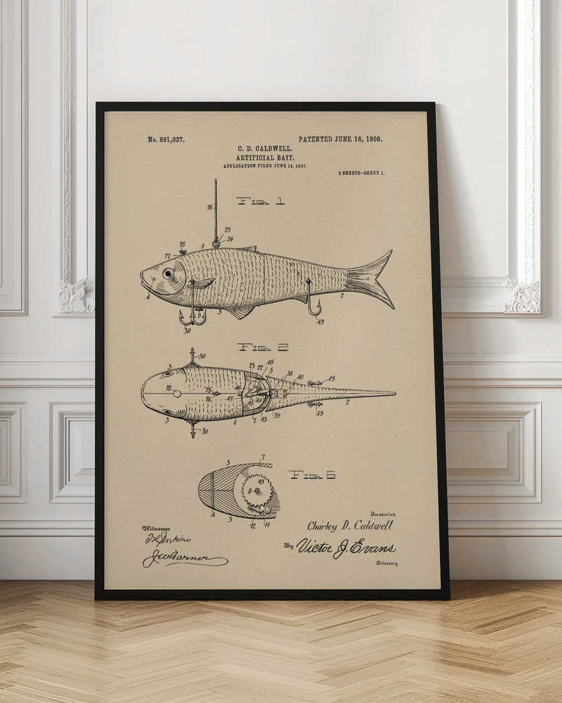 Artificial Bait Patent 1908 - Poster / Art Print