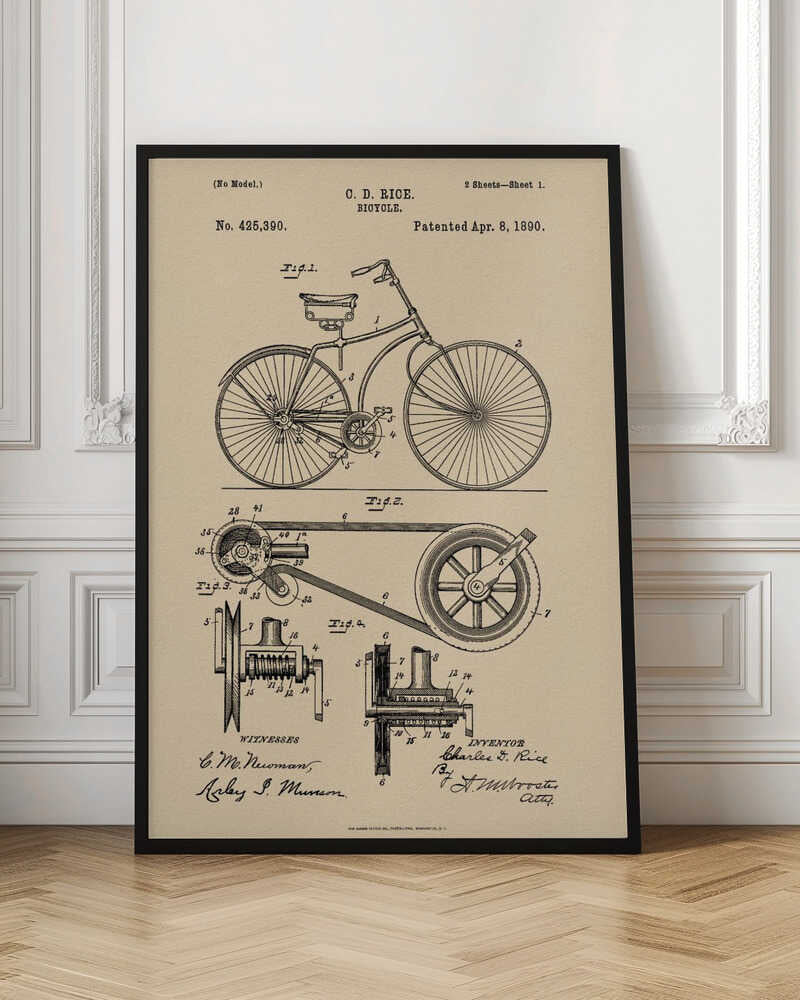 Bicycle Patent 1890 - Poster / Art Print
