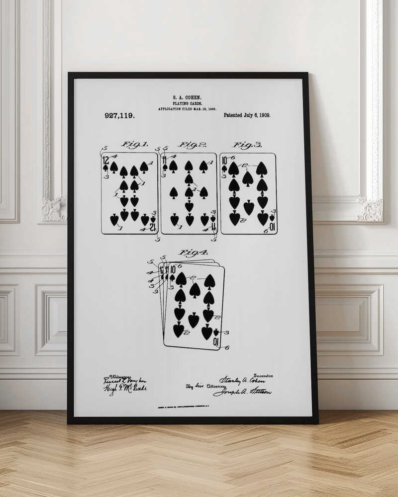 Playing Cards Patent 1909 - Poster / Art Print