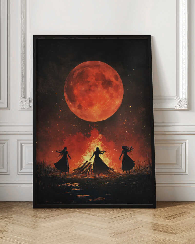 Dancing Witches Halloween Scene (1) - Poster / Art Print