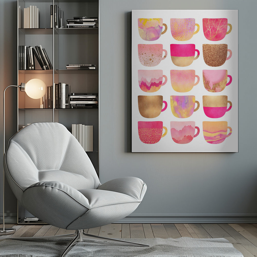 Pretty Pink Coffee Cups - Poster / Art Print