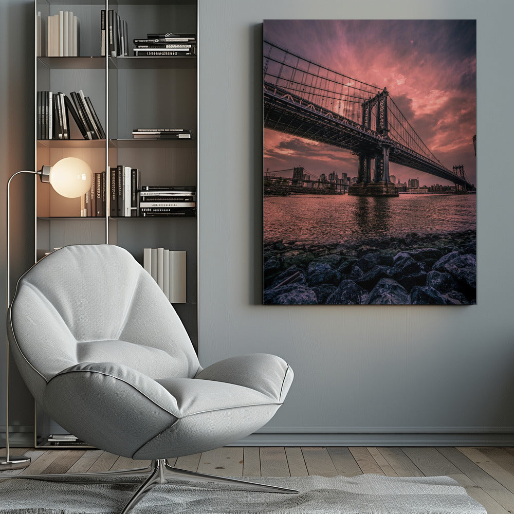Manhattan Bridge Wide Angle - Poster / Art Print