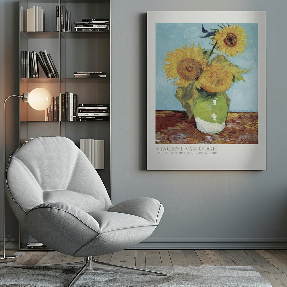 Vase With Three Sunflowers - Poster / Art Print