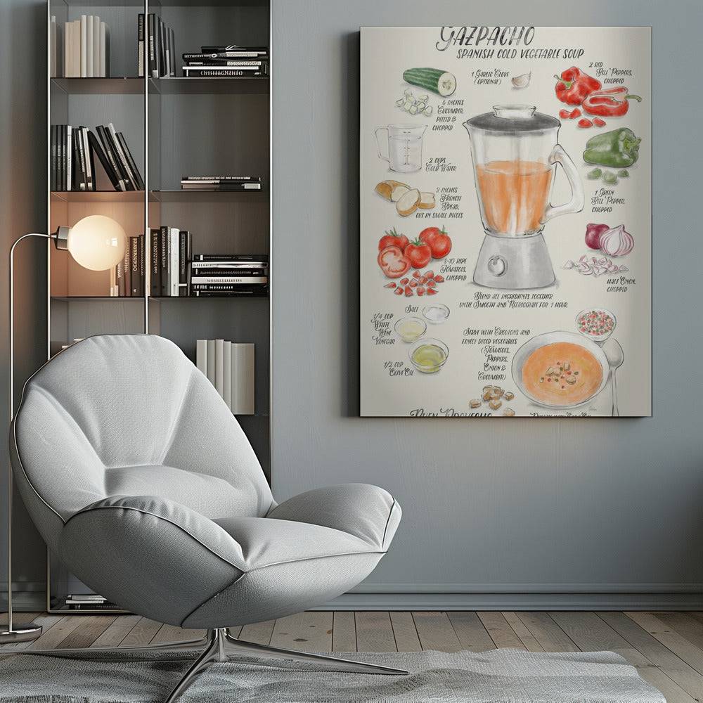 Gazpacho illustrated recipe in English - Poster / Art Print