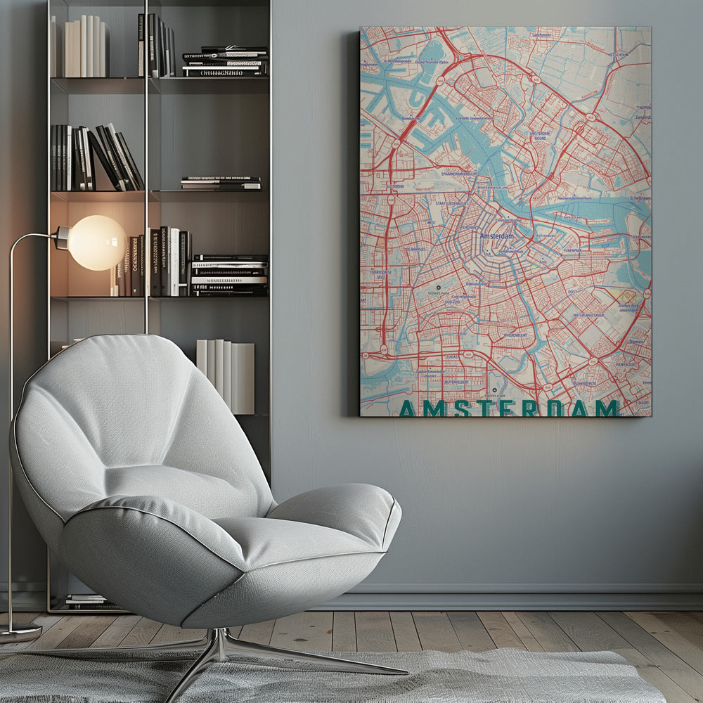 Retro Map Amsterdam - Poster / Art Print