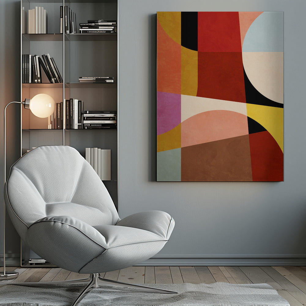 Warm Colors Bauhaus Geometry2 - Poster / Art Print