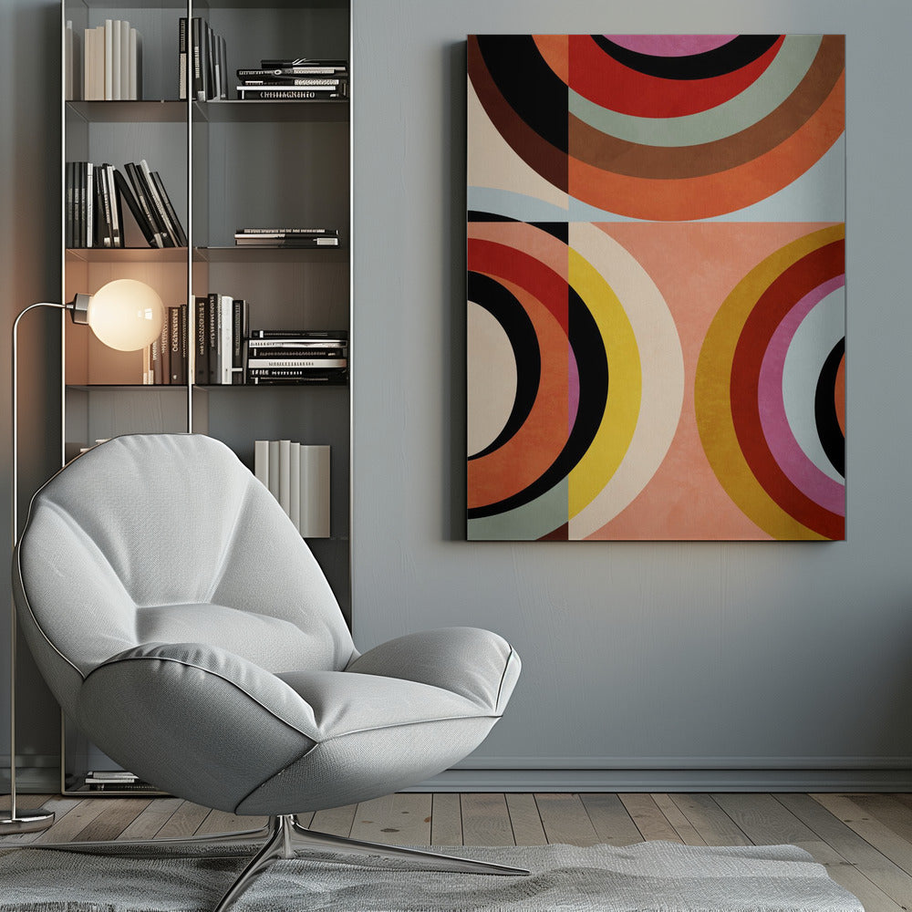 Warm Colors Bauhaus Geometry3 - Poster / Art Print