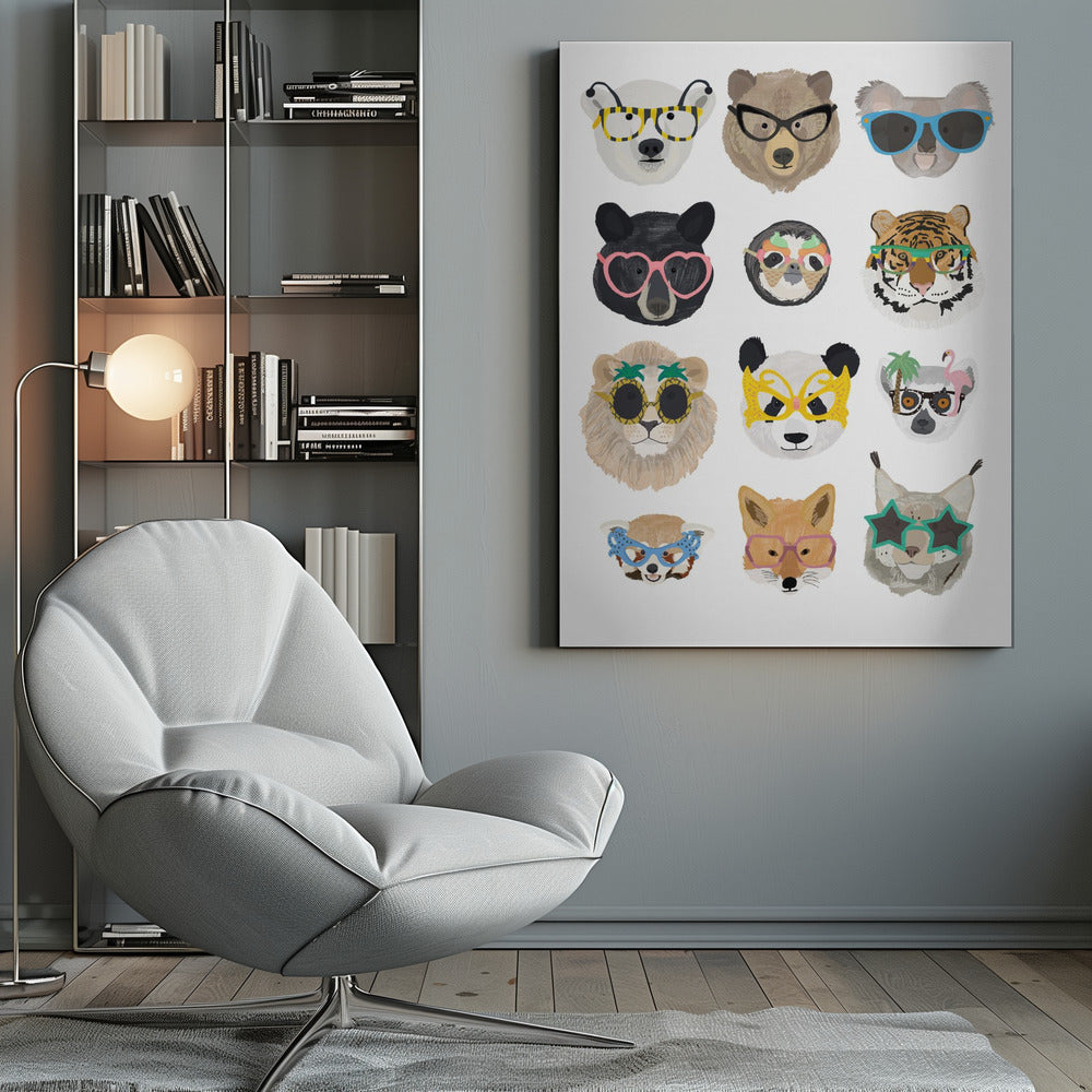 Big Cats in glasses print - Poster / Art Print