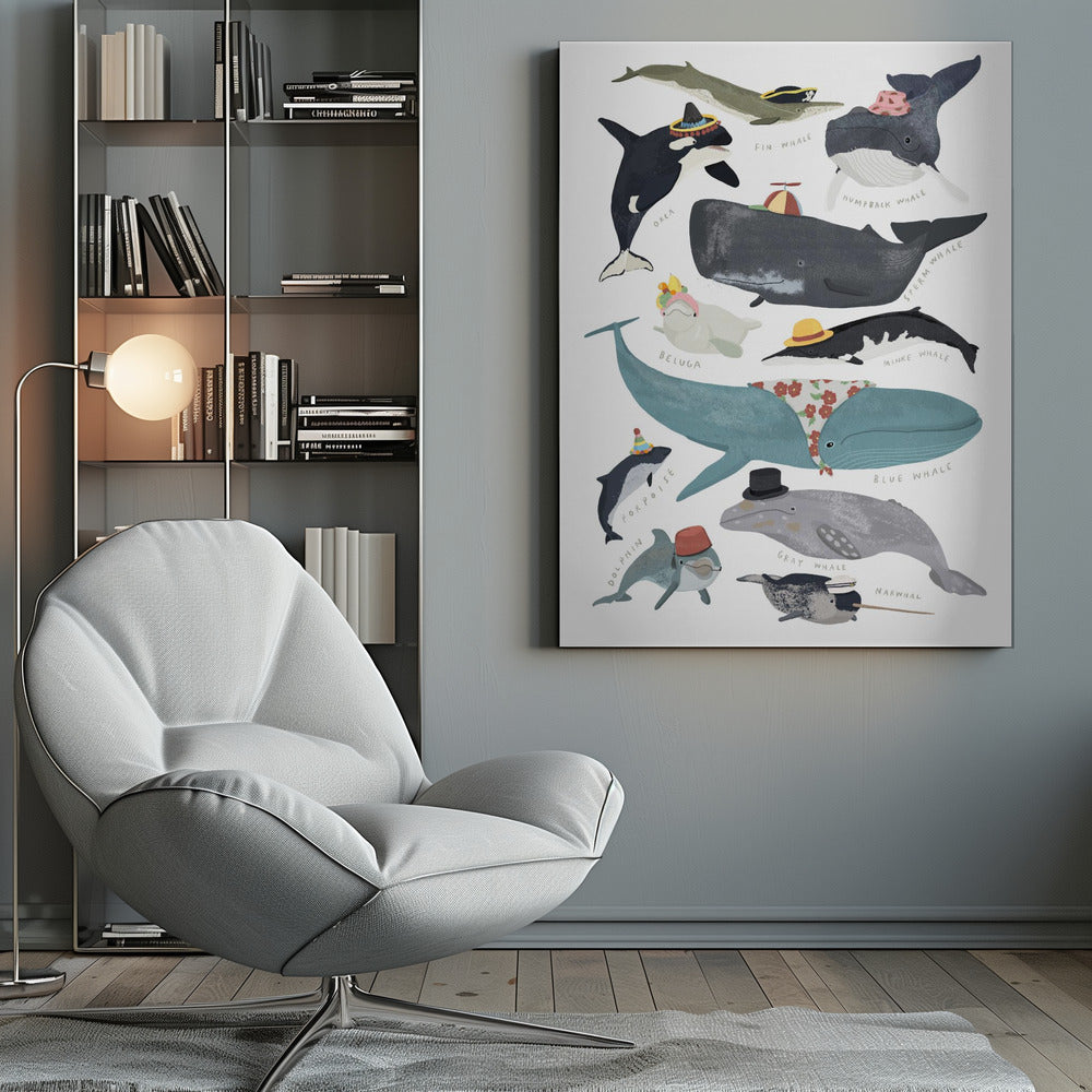 Whales In Hats - Poster / Art Print