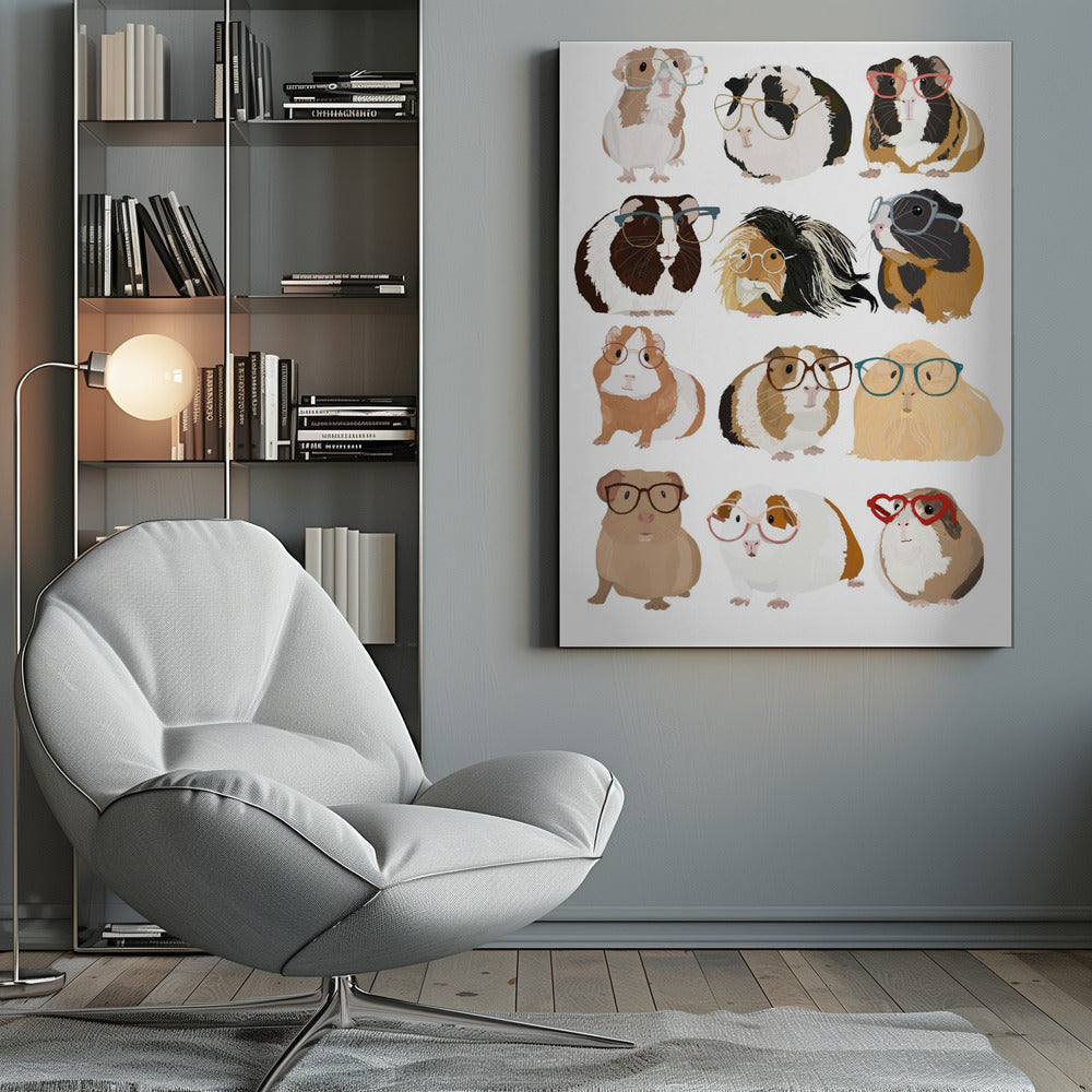 Guinea Pig in Glasses - Poster / Art Print