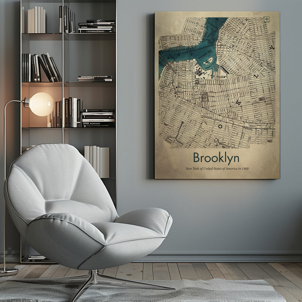 Brooklyn karta - Poster / Art Print