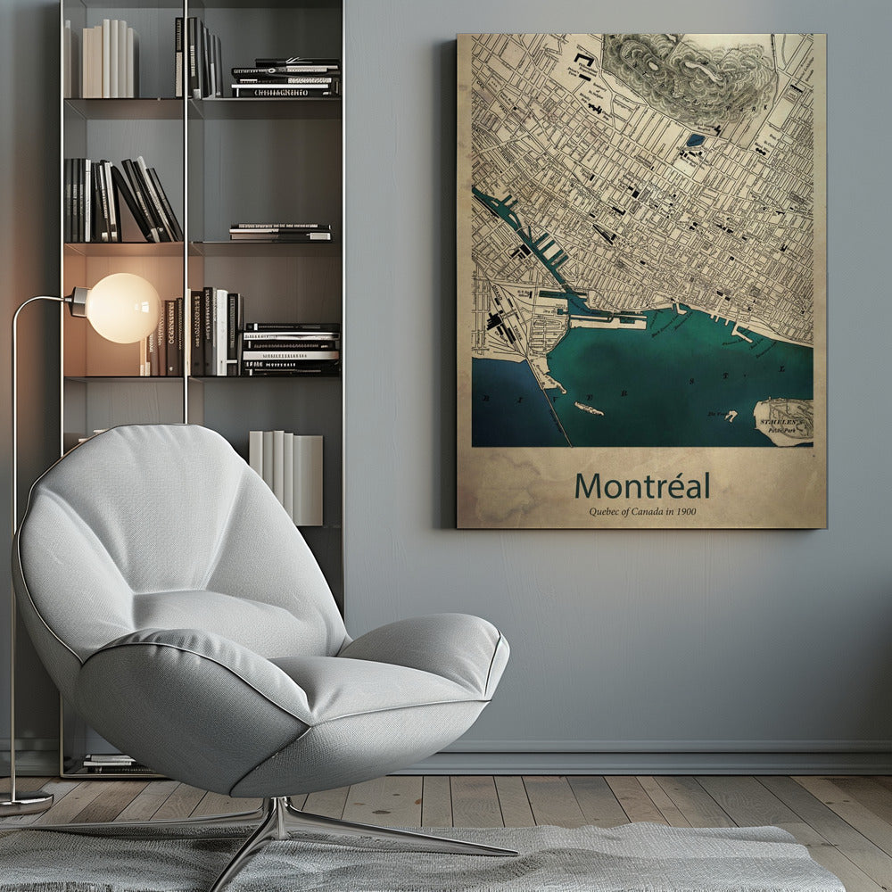 Montreal karta - Poster / Art Print