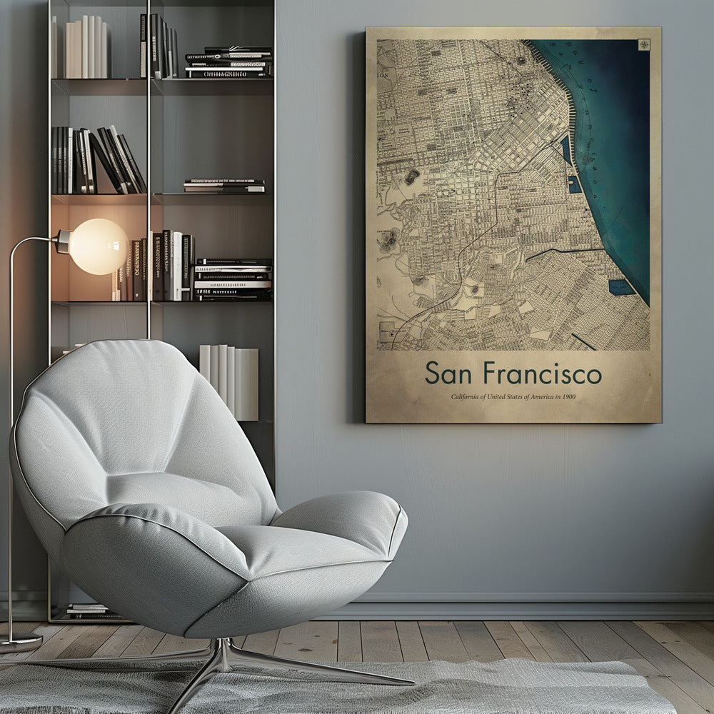 San Francisco retro karta - Poster / Art Print