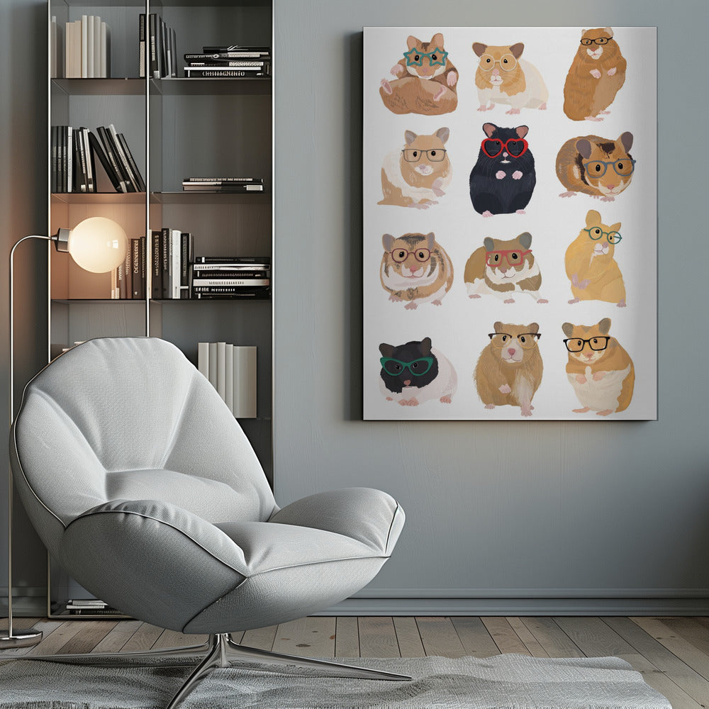 A1 Hamsters In Glasses - Poster / Art Print