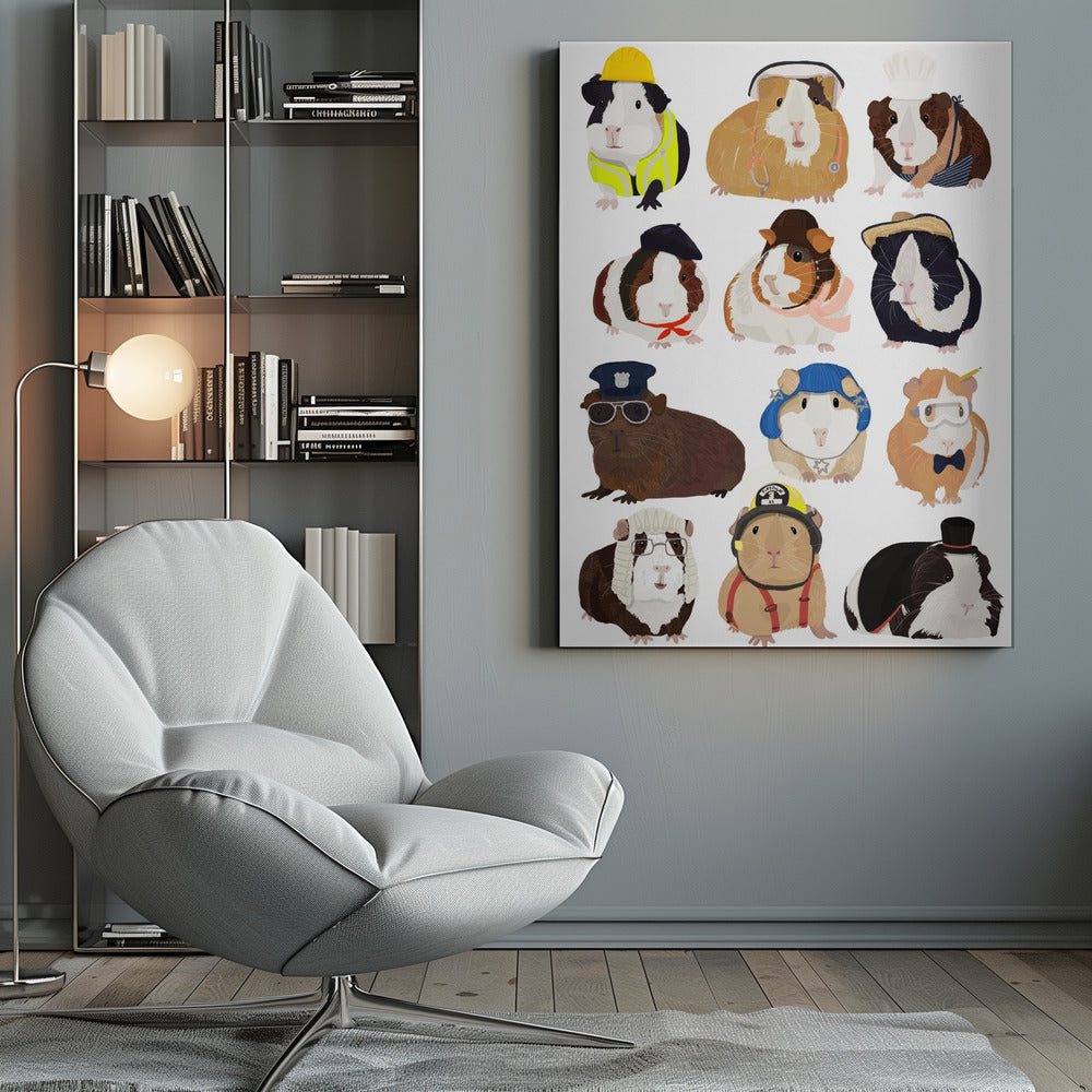 Guinea Pig Working Hr - Poster / Art Print