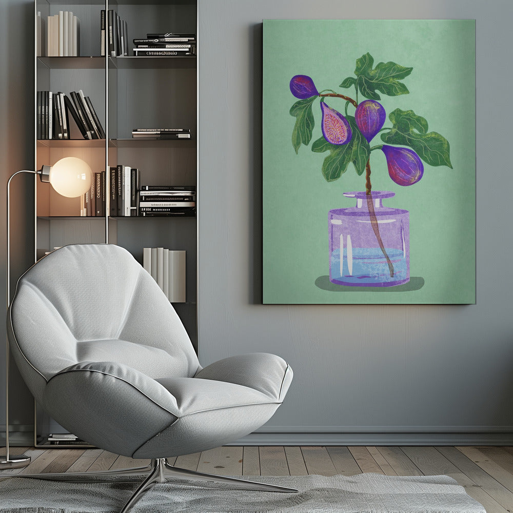Figs Branch In Vase - Poster / Art Print
