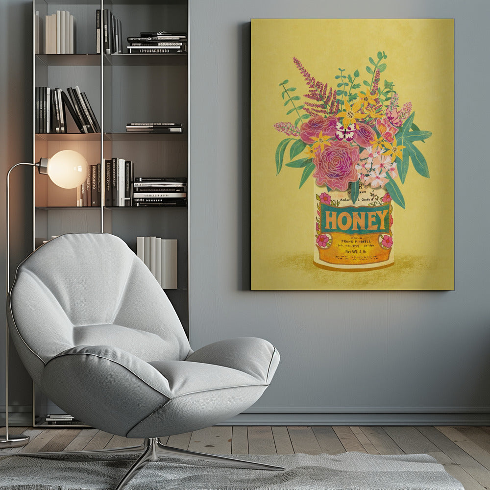 Flowers In a vintage Honey Can - Poster / Art Print