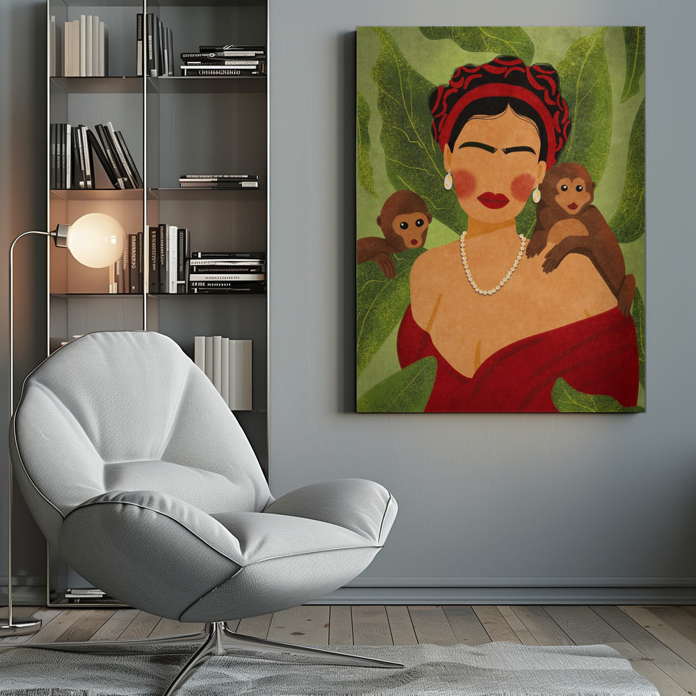 Frida and Monkeys - Poster / Art Print