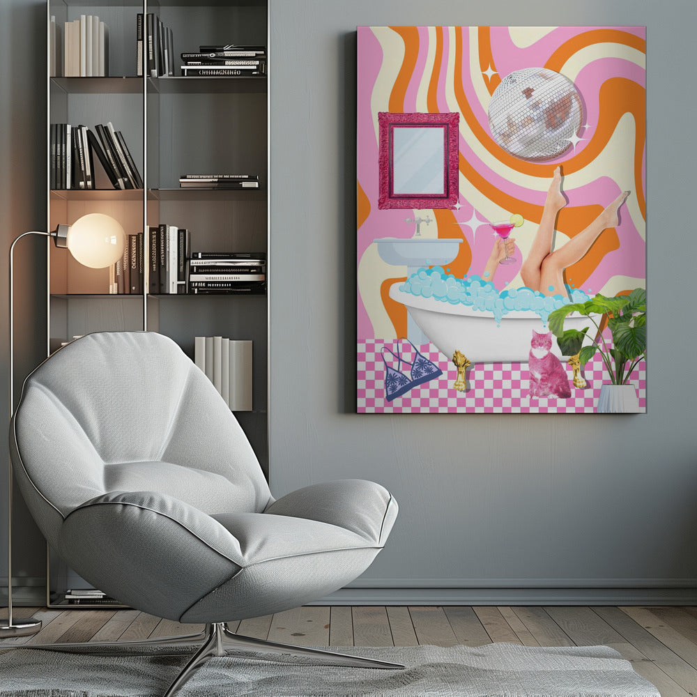 Groovy Bathtub Bliss - Poster / Art Print