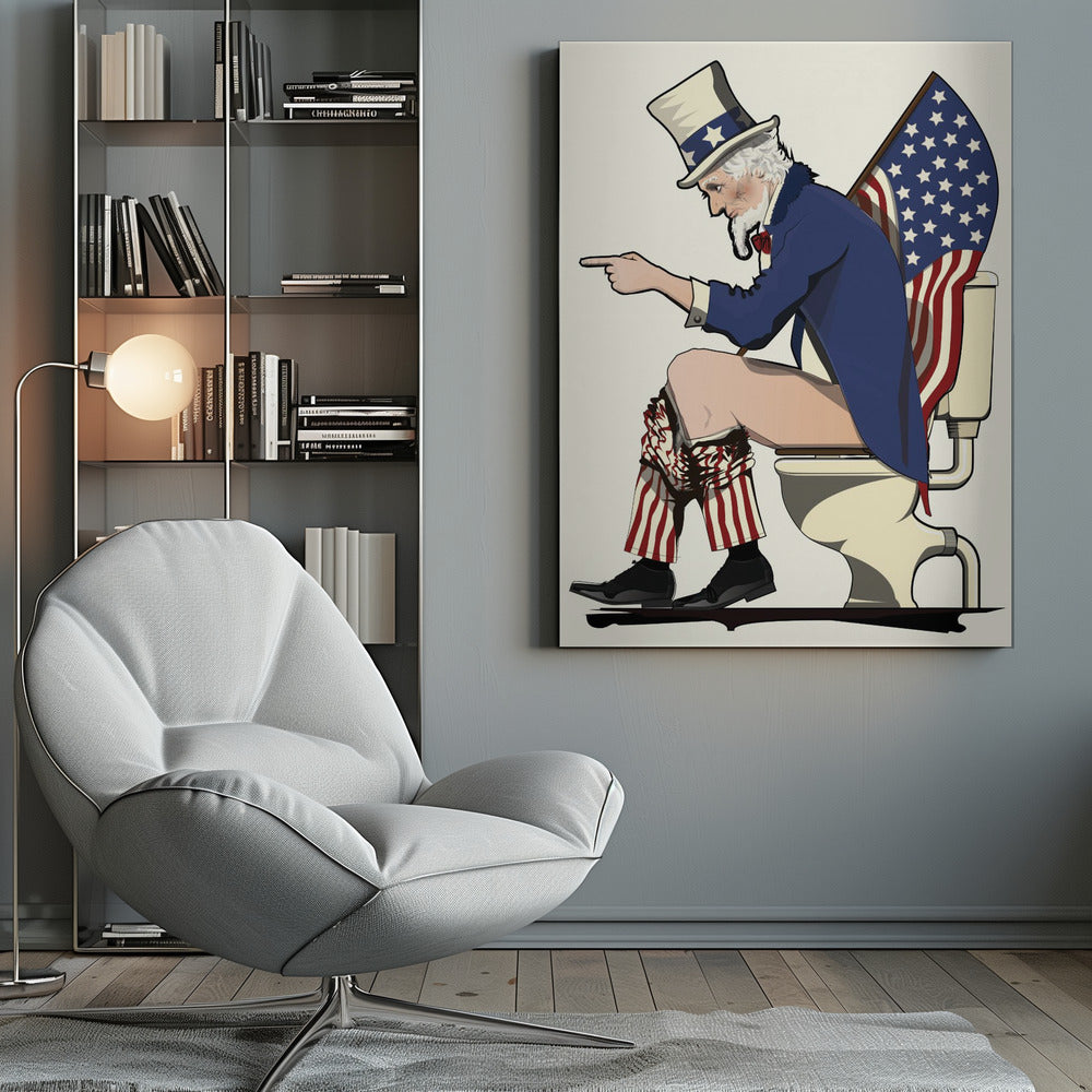 Uncle Sam On the Toilet - Poster / Art Print