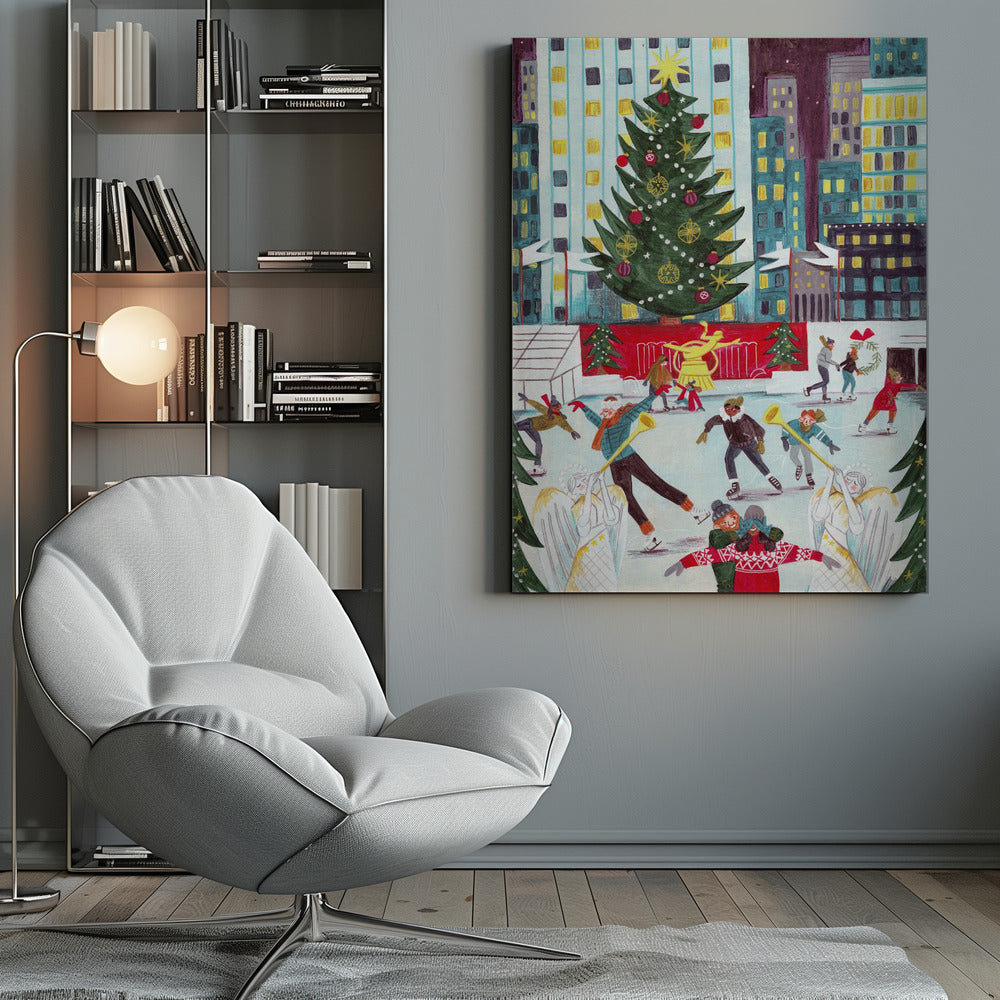Ice skating at Rockefeller center - Poster / Art Print