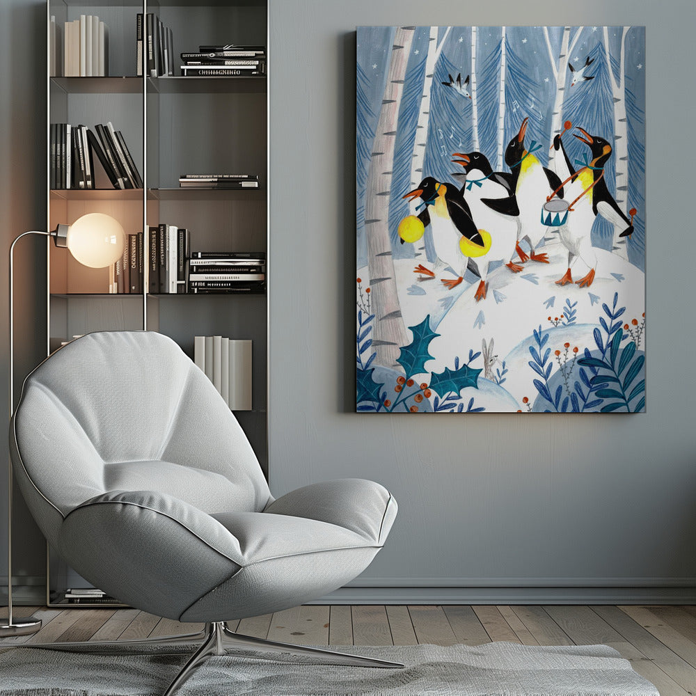 Penguins make music in the forest - Poster / Art Print