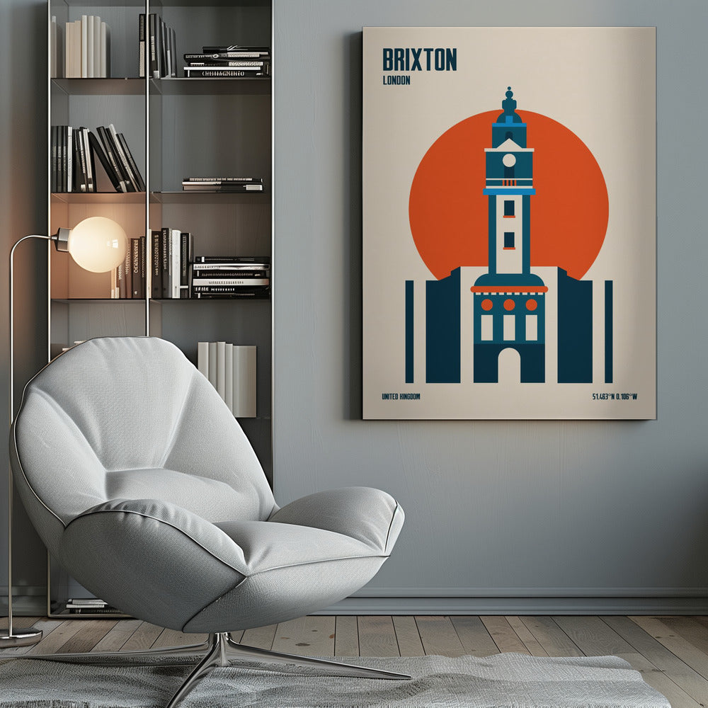 Brixton Tower Retro Travel Print - Poster / Art Print